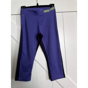 Nike PRO Crop‎ Tight Purple/Black Athletic Capri Leggings Small